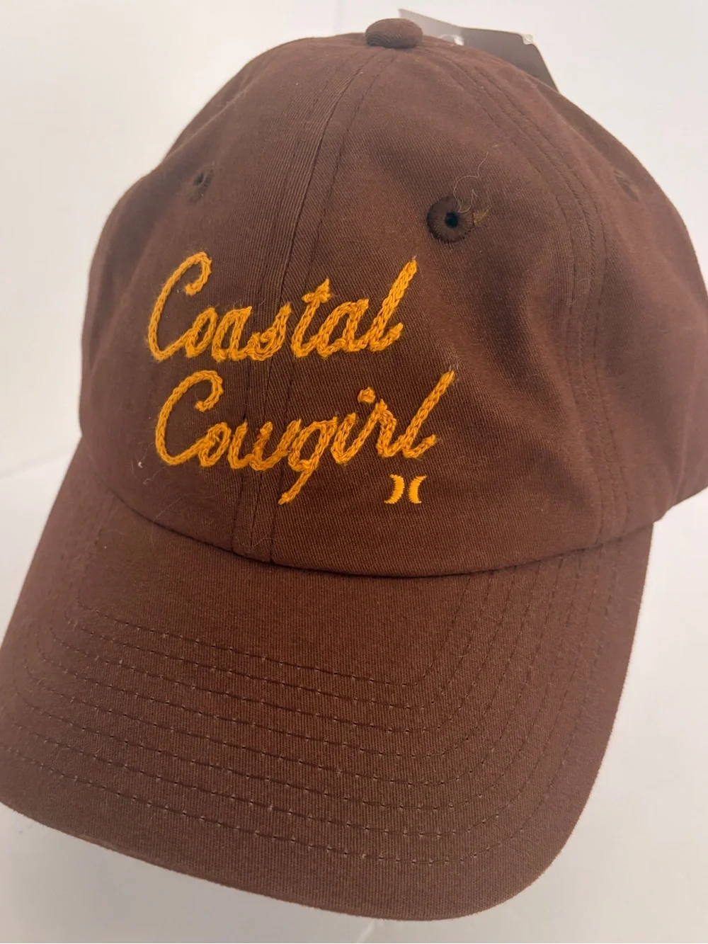 Hurley Brown Cotton Adjustable Baseball Cap with Brass Buckle